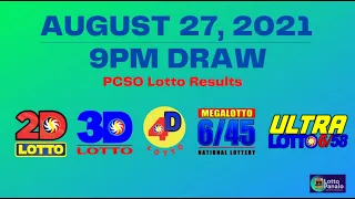 WATCH: PCSO 9 PM Lotto Draw, August 27, 2021