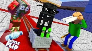 Monster School BALDI'S BASICS & BOTTLE FLIP DANGEROUS CHALLENGE and Stupid Jokes