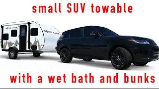 small SUV towable trailer with a wet bath and bunks - Rove Lite travel trailer