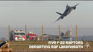 Five Elmendorf AFB F-22 Raptor Depart RAF Lakenheath | Quick Climb & Emergency | 09/12/22 #aviation