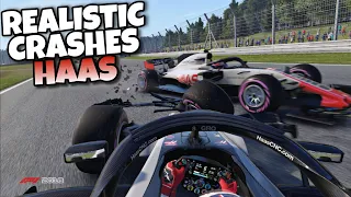 REALISTIC F1 CRASHES HAAS