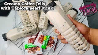 Creamy Coffee jelly with Tapioca pearl milk drink by mhelchoice Madiskarteng Nanay