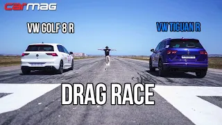 DRAG RACE: Volkswagen Golf 8 R vs Volkswagen Tiguan R
