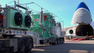 Antonov An-124 Ruslan with EFACEC Mobile Substation