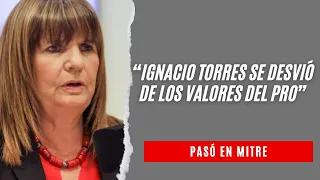 Patricia Bullrich aseguró que Ignacio Torres “se desvió de los valores del PRO”