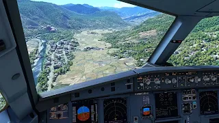 EXTREME Approach into Paro Airport in Bhutan | Cockpit View | A32NX - MSFS