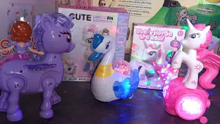 Unboxing Lovely Horse ll Unboxing Cute Unicorn Princess ll Swan Electric Toy
