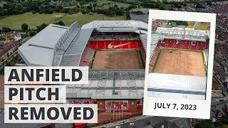 Anfield LATEST | Pitch removed and Anfield Forever Walkway