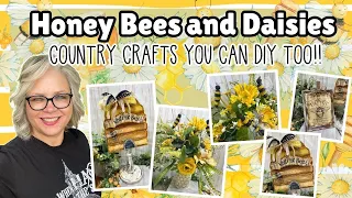 🐝🌿 🌼 Honey Bees and Daisies Country Crafts 🐝🌿 🌼 DIY Wood Floral Printable Decor