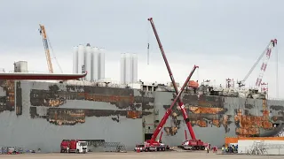 🆕 First (Intact) Cars Leave The Belly of 'FREMANTLE HIGHWAY' in The Eemshaven! - #2619NL