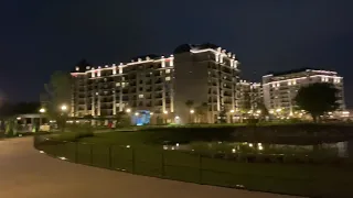 Disney Caribbean Beach Resort Night time Skyliner