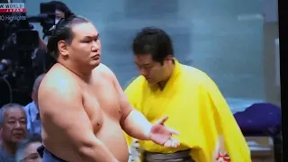 hoshoryu pushes gonoyama into the crowd