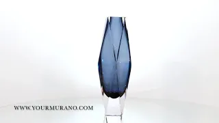 Murano glass blue contemporary cristal vase | YOURMURANO