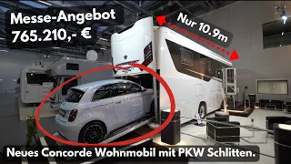 CMT 2023: Wohnmobil 2023 mit Auto-Garage. Concorde  Liner 1090GI mit PKW Schlitten. 2 MIN.REIN-RAUS.