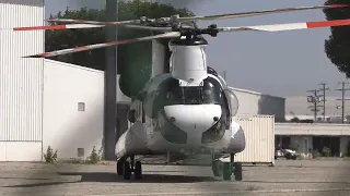 Coulson Chinook CH-47 helitanker Start-Up and Departure from Van Nuys Airport