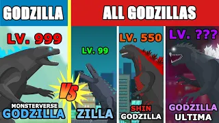 Godzilla MonsterVerse vs ALL Godzilla Level Challenge Rampage | Kaiju Animation