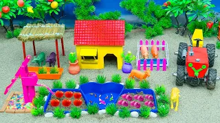 DIY tractor Farm Diorama with house for cow, pig, fish pond | how to supply water for Animals #22