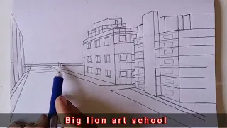 How to draw a Road and  Buildings with pencil very easy and Step by step  #sketch #sketch #art