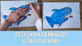 Easy Shark Drawing By Using Your Hands | For Kids 🦈