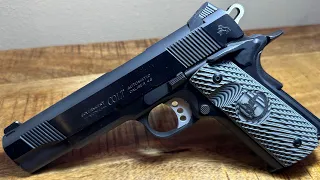 Colt 1911 Government with Nighthawk Custom Grips - closeup look at a timeless classic