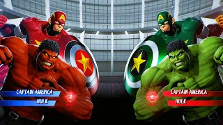 Captain America & Hulk (Red) vs Captain America & Hulk (Green)  (Hardest) Marvel vs Capcom Infinite