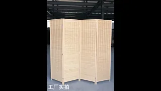 Bamboo+Pine 4 Panel Folding Privacy Room Divider Screen