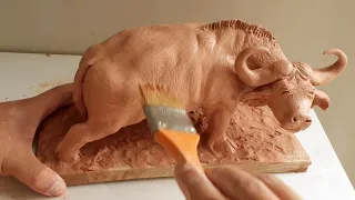 How To Make African Buffalo, EASY Clay Animal Making At Home, Sculpting Timelapse