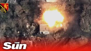 Ukrainian Artillery Brigade destroys Russian warehouse house near Bakhmut