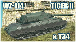 WZ-114, Tiger II & T34 • WoT Blitz Gameplay