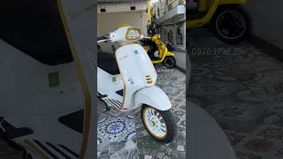 Vespa Sprint trắng basic phối viền vàng gold #vespa #shorts