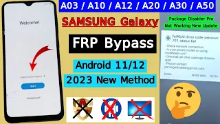 All Samsung A03/A20/A10/A12/A30/A50 Frp Bypass Without PC | New Update Package Disabler Not Working