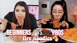 beginners vs. pros eating fire noodles 🔥 (part 3)