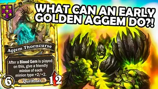 GOLDEN AGGEM on Turn 8!! | Hearthstone Battlegrounds