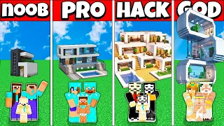 PERFECT MODERN HOUSE🏠 - Minecraft Battle: NOOB vs PRO vs HACKER vs GOD / Minecraft Animation
