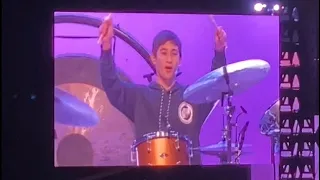 King James!! 13 year old plays drums on stage with the Killers at a Day on the Green