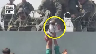 Afghan Parents Desperately Hand Off Children at Kabul Airport