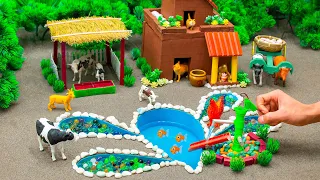 DIY tractor Farm Diorama with special lake | diy house for cow, pig | Supply Water for animals #52