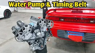 Water pump and timing belt install  [ 3000gt vr4 ] 6g72 tt