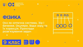 9 клас. Фізика. Око як оптична система. Зір і бачення. Окуляри. Вади зору та їх корекція