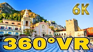 360° VR Taormina Restaurant Walk Tour Old City Sicily Trip Italy Travel 6K 3D Virtual Reality HD 4K