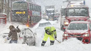 Snow Emergency in UK! Cars and homes disappear! Snow storm in England and Wales