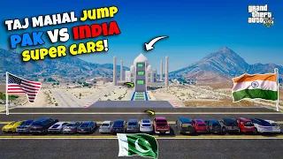Pakistan Vs India | Super Sport Cars Vs Taj Mahal Big Mega Jump Challenge | Gta 5 Pakistan