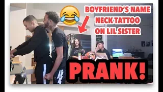 BOYFRIEND'S NAME TATTOO ON LIL SISTER'S NECK PRANK (ON ME) !!! *Its OVER*