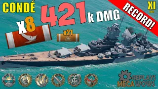 DAMAGE RECORD! Condé 8 Kills & 421k Damage | World of Warships Gameplay