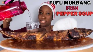 Asmr Cassava Fufu & Fish Tomato pepper soup, fish haef, fish bone | African Food Mukbang.