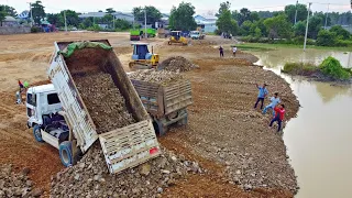 Part8 Wonderful Construction Project Updating Dump Truck & DR51PX Bulldozer Pushing Stone & Soil
