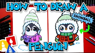 How To Draw A Winter Penguin (Snowball The Penguin)