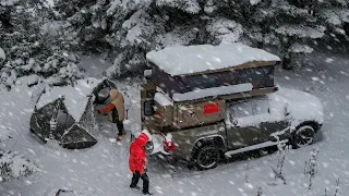 CAMPING WITH PICK-UP CAMPER IN A SNOWSTORM