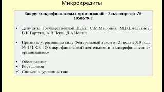 Запрет микрозаймов / Banning microloans