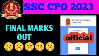 SSC CPO 2023 Final Marks OUT #ssccpomarks #ssccpo2023  #ssccpo2023marksout